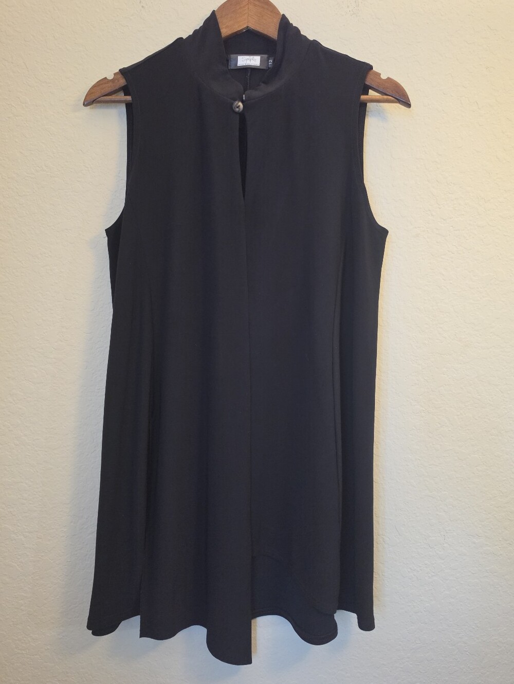 Sympli Mini Tunic Dress Womens 12 Black Asymmetrical Hem Classic Going Out Wear